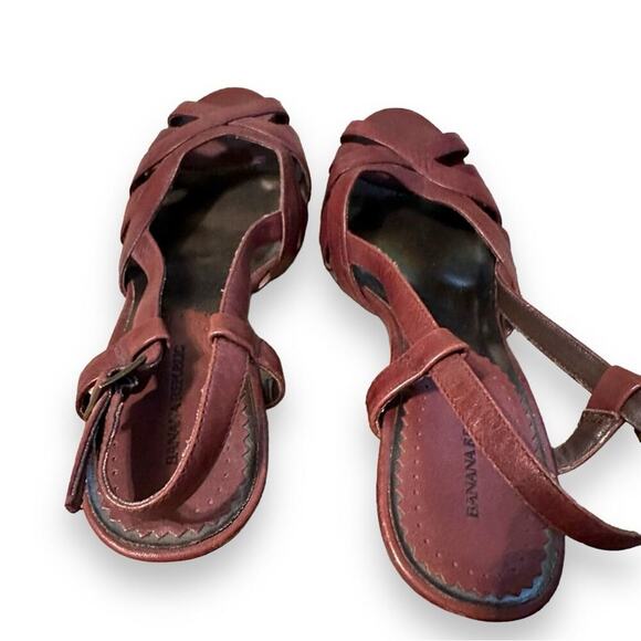 Banana Republic Vachetta Strappy Leather Slingback Heels Sandals Sz 7 Estimated - Picture 6 of 13